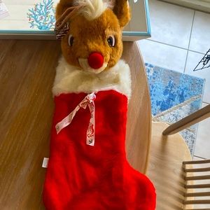 Vintage Rudolph red nosed reindeer Christmas stocking